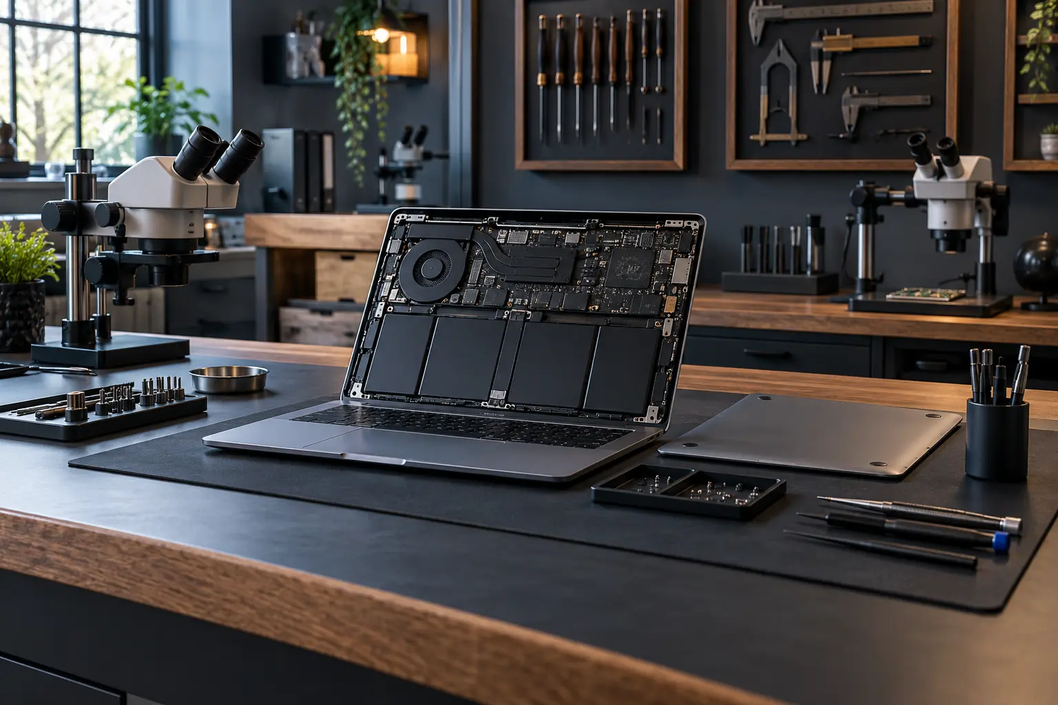 Premium repair workbench scene specifically illustrating About service in Tampa