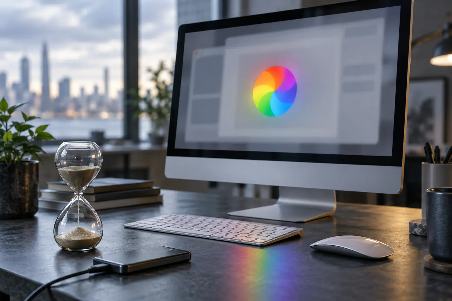 Diagnostic scene illustrating iMac slow beachball guidance